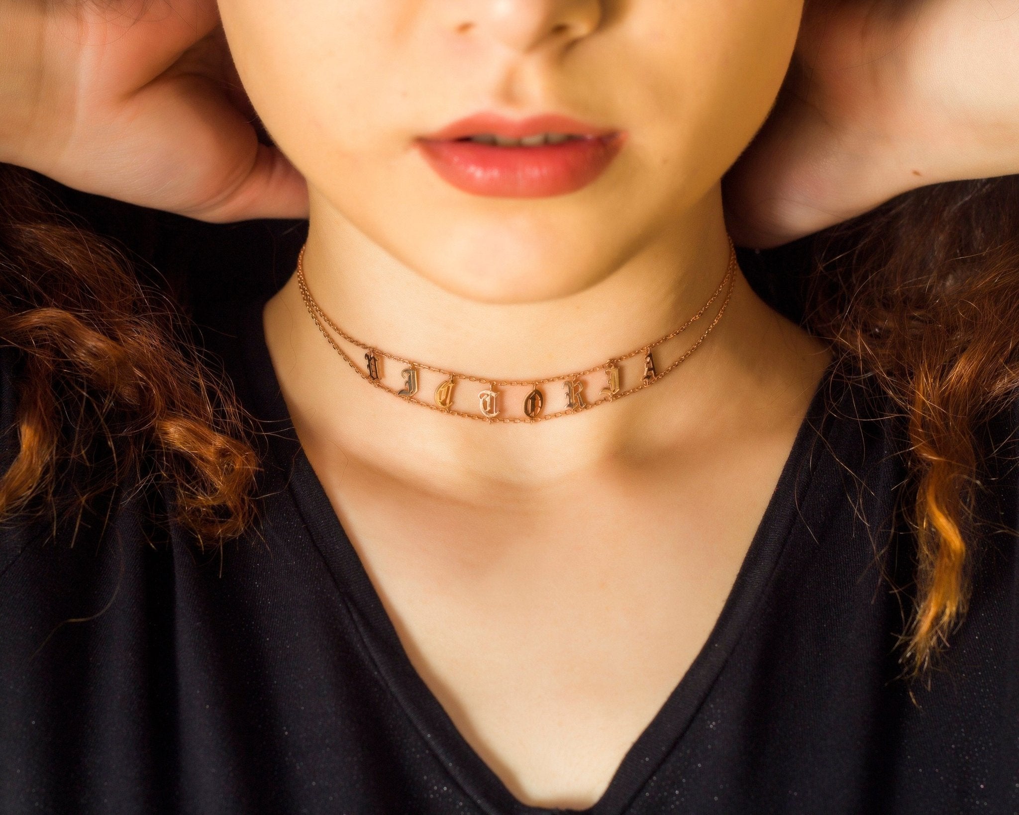 Gothic M Jewelers Name Necklace Custom Name Choker Necklace The