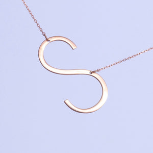 Alexis Rose Large Initial Necklace, Birthday Gift, Big Gold Letter Necklace, Silver Sideways Initial Necklace, Alexis Necklace, Gold Name
