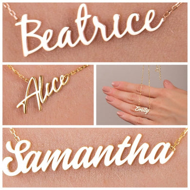 Name Necklace Gold, Christmas Gifts, Name Necklace, Laser Cut Names, Personalized Necklace, Gift to Her, Family Name, Gold Necklace, Carry