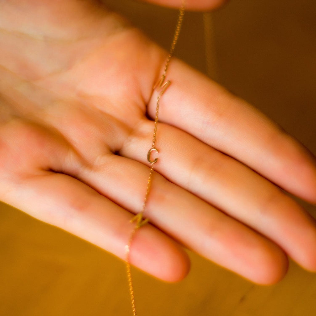 Custom Sideways Initial Necklace Side by Swan