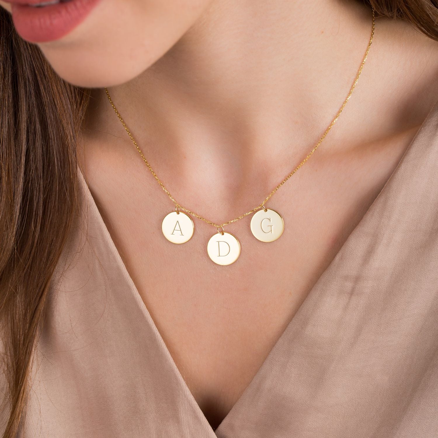 Disc Initial Necklace Gold- Silver by Swan