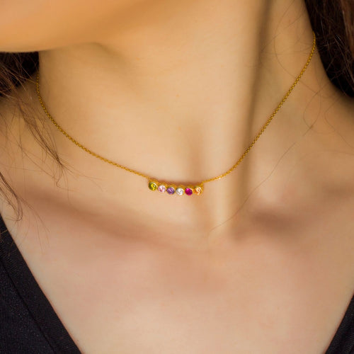 Family Birthstone Necklace Gold-Silver by Swan