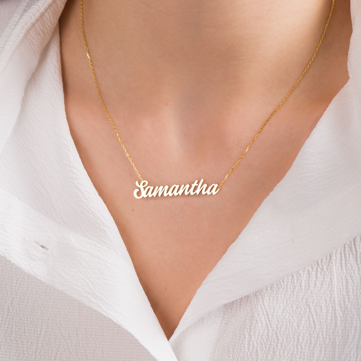 Gold Name Neckalce Handmade Personalised-Silver by Swan