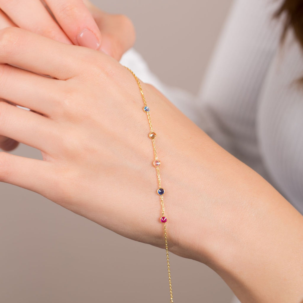 Family Birthstone Silver Bracelet