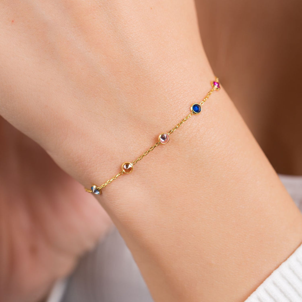 Family Birthstone Rose Gold Bracelet