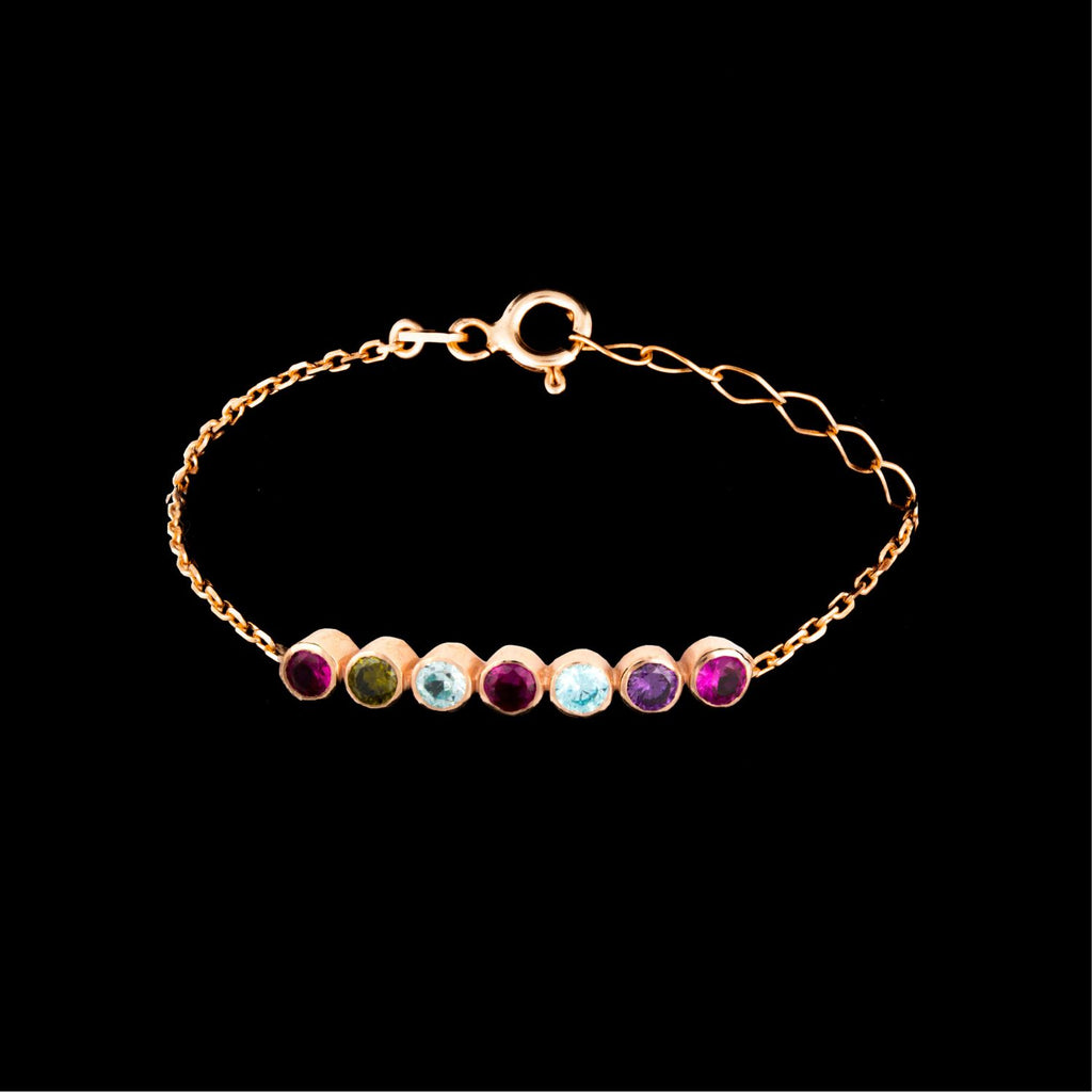 Gold Plated Birthstone Bracelet-Silver by Swan