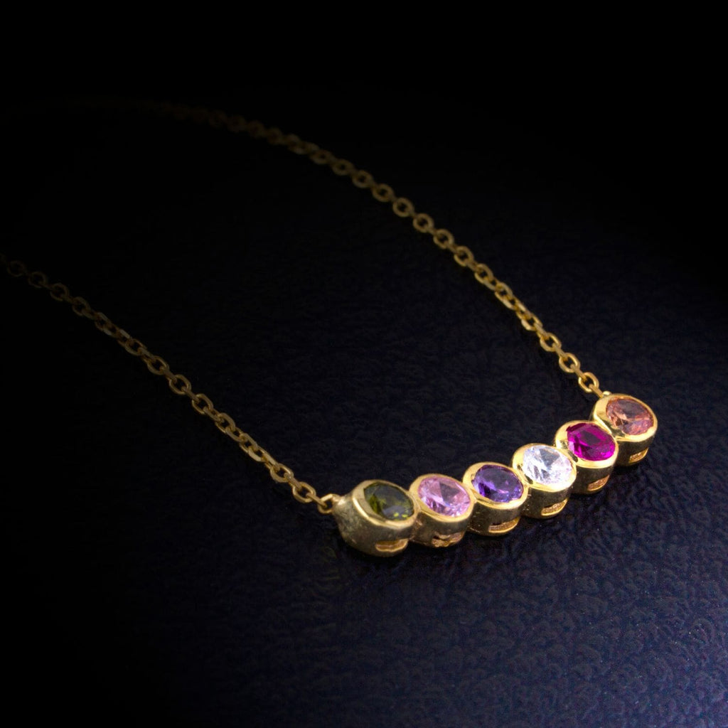 Family Birthstones Necklace Gold