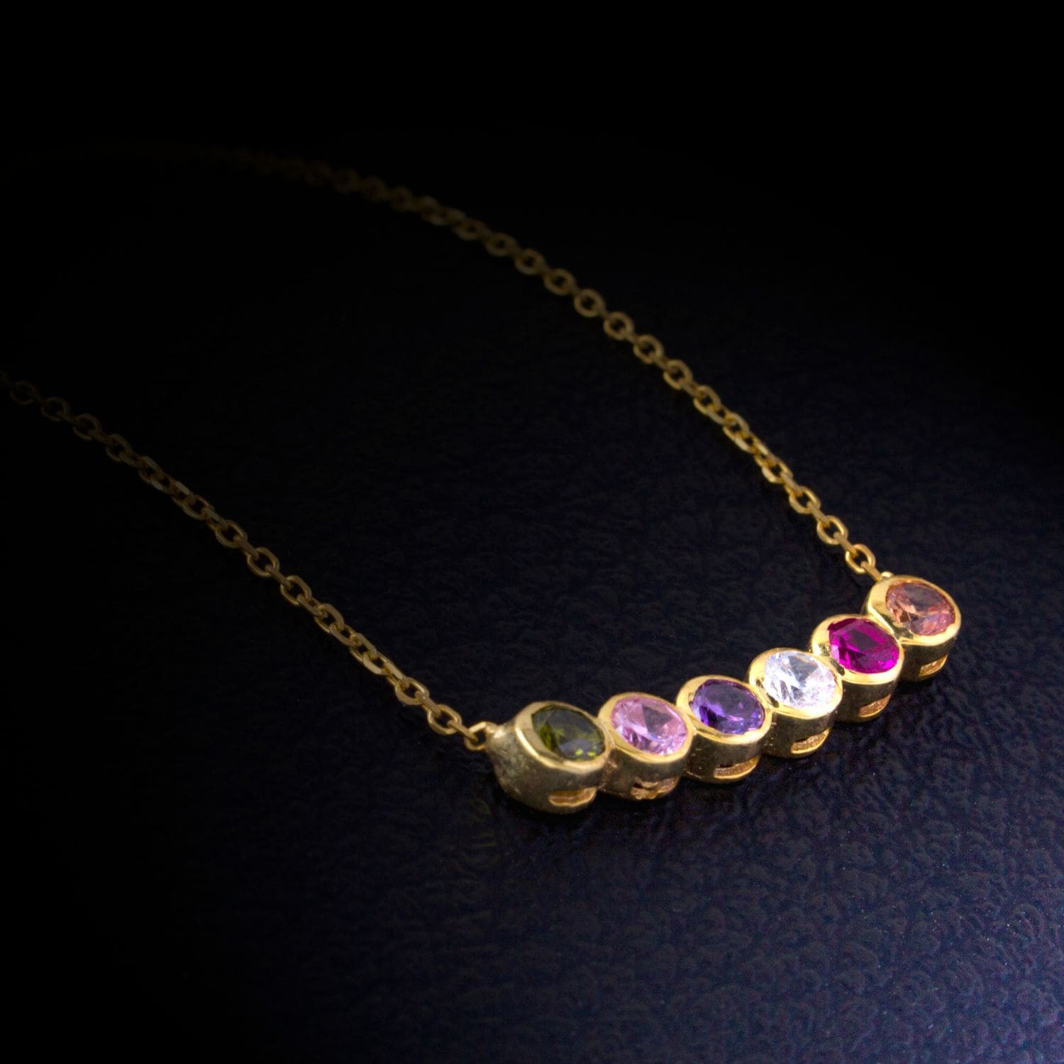 Family Birthstones Necklace Rose Gold