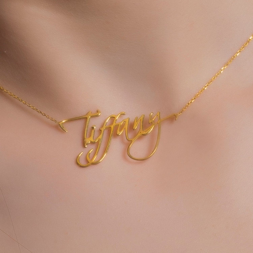 Gold Plated Silver Custom Name Necklace Font two-Silver by Swan