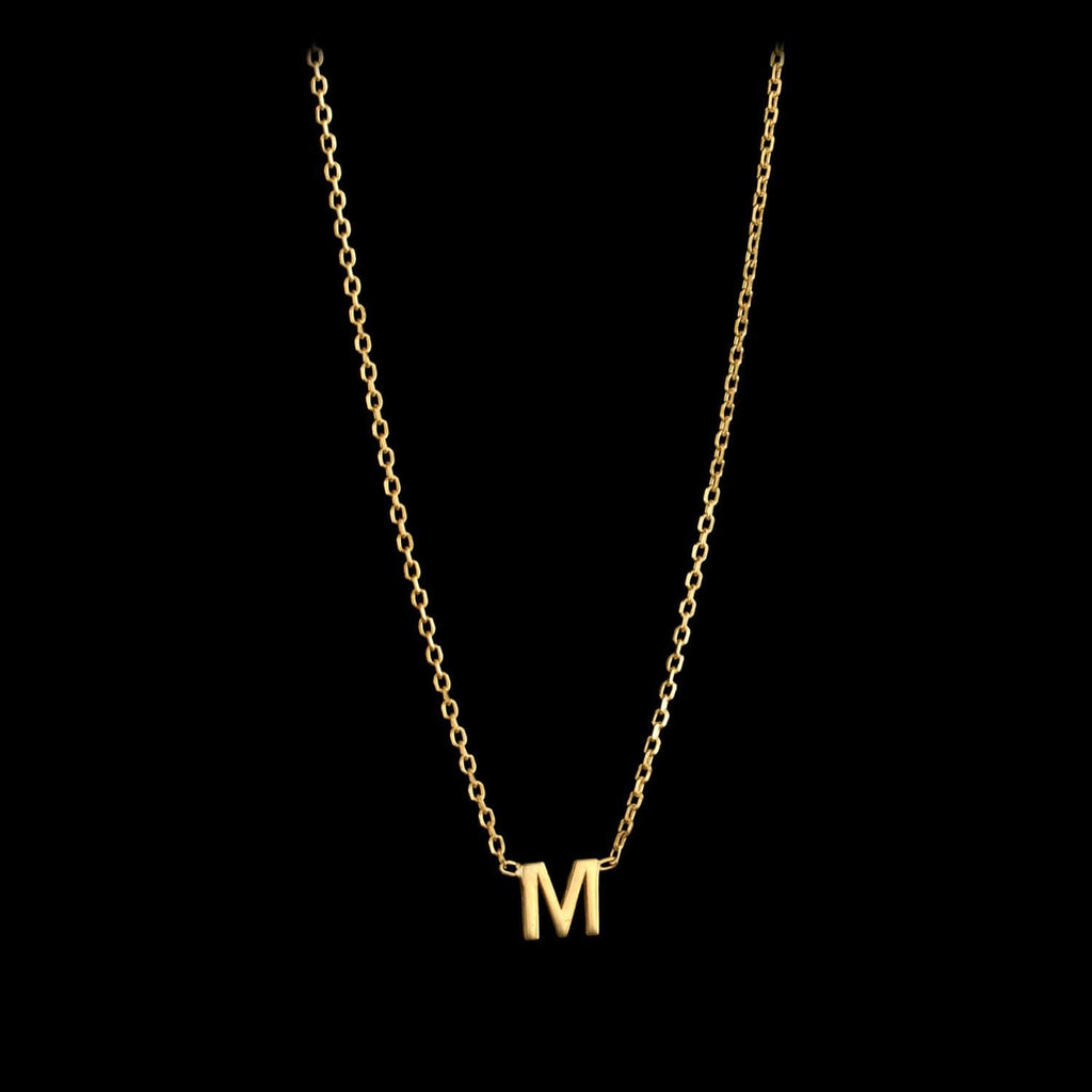 Gold Initial Necklace, Sterling Silver, 14k Gold Plated