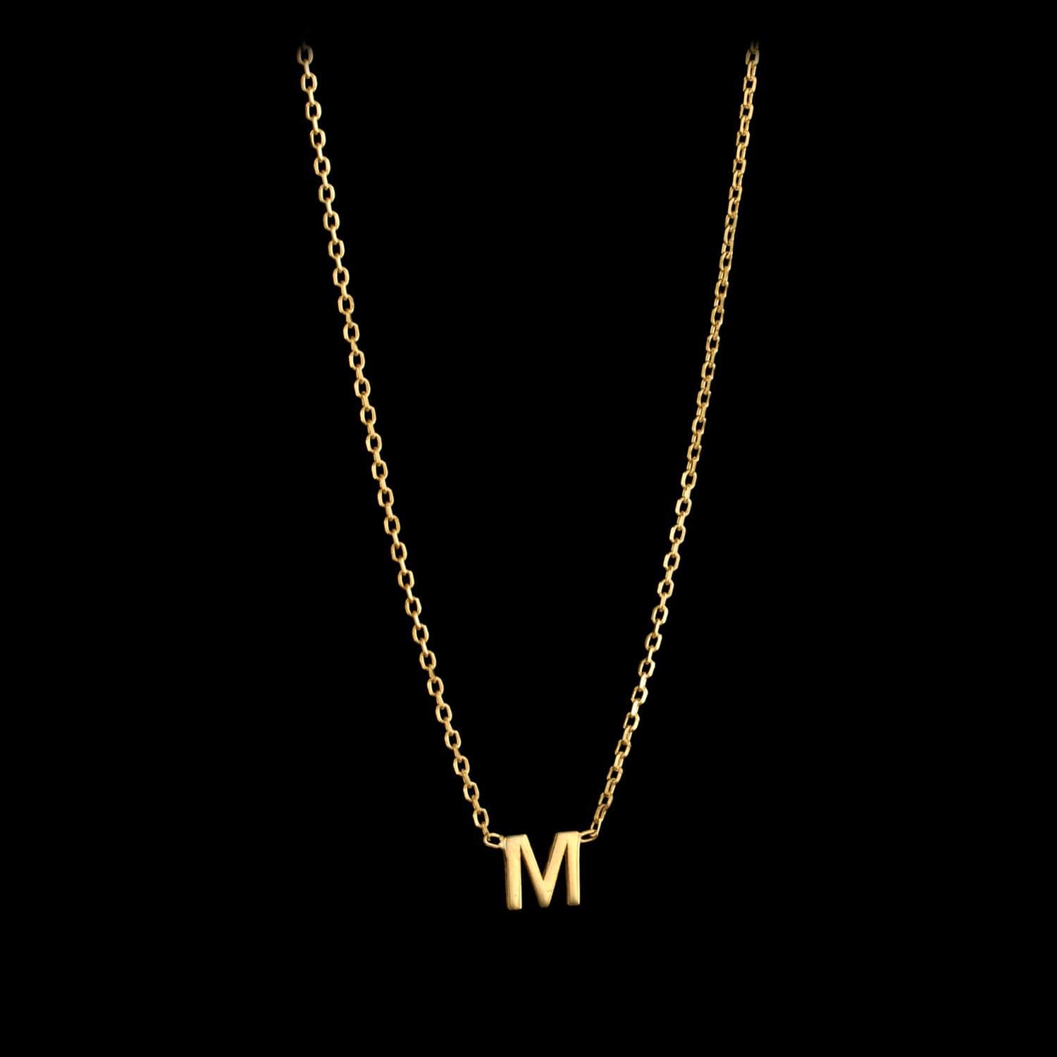 Gold Initial Necklace, Sterling Silver, 14k Gold Plated
