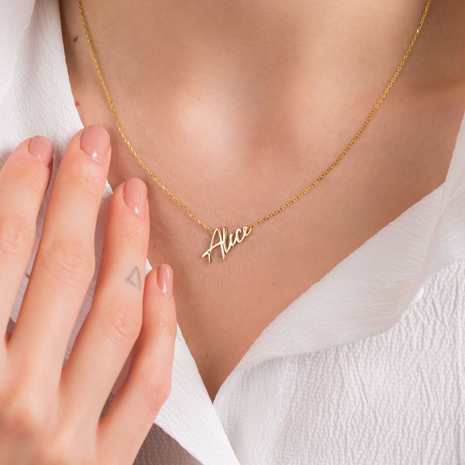 Gold Plated Silver Name Necklace Font three-Silver by Swan