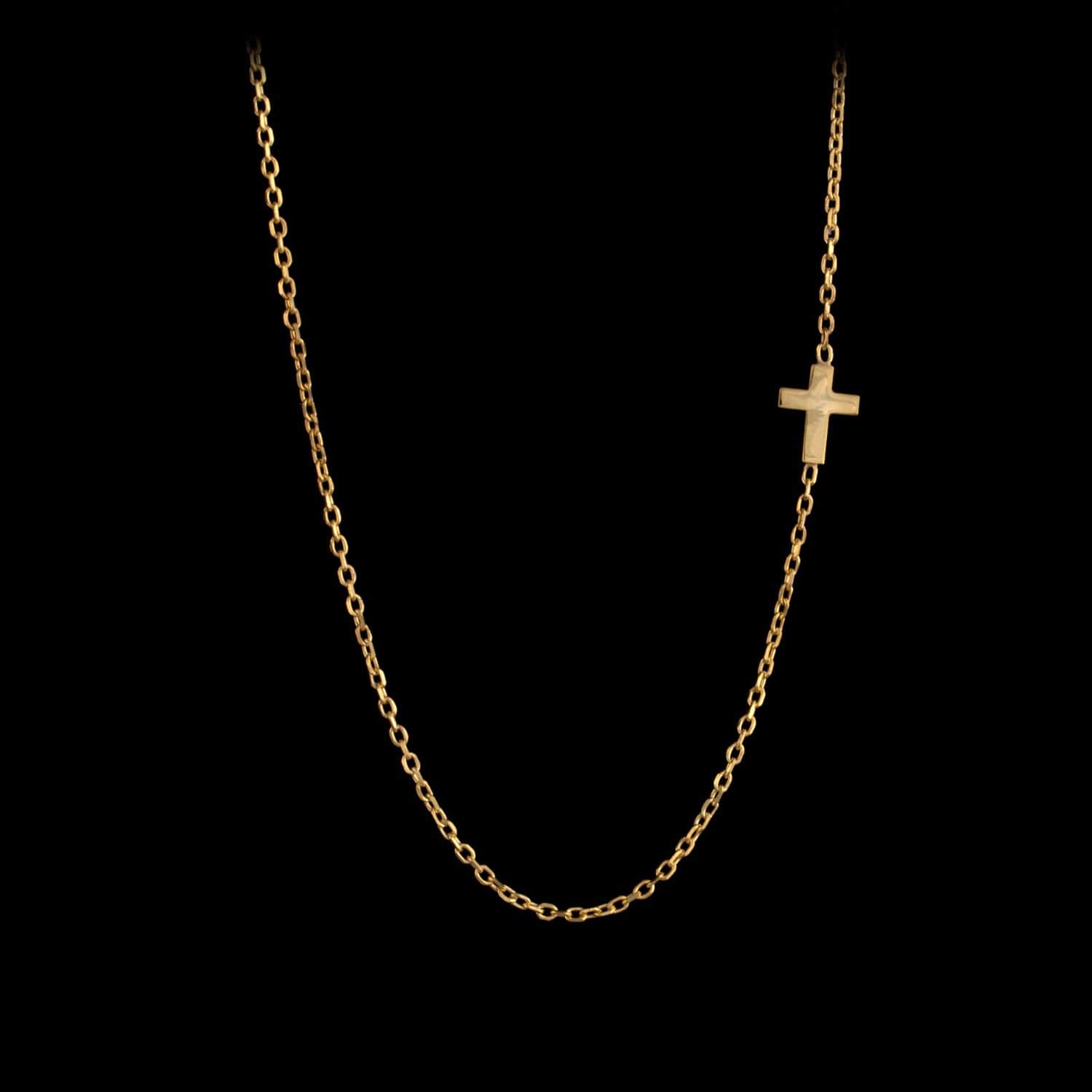 14K Gold Sideways Cross Necklace Gold