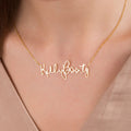 Gold Plated Silver Personalised Handwriting Necklace-Silver by Swan