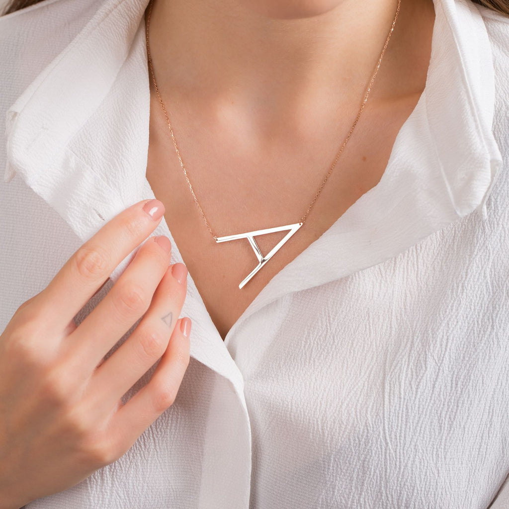 Large Gold Initial Necklace-Silver by Swan