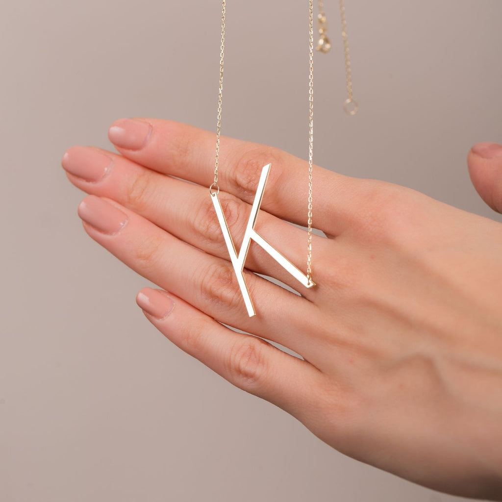 Large Sideways Gold Necklace-Silver by Swan