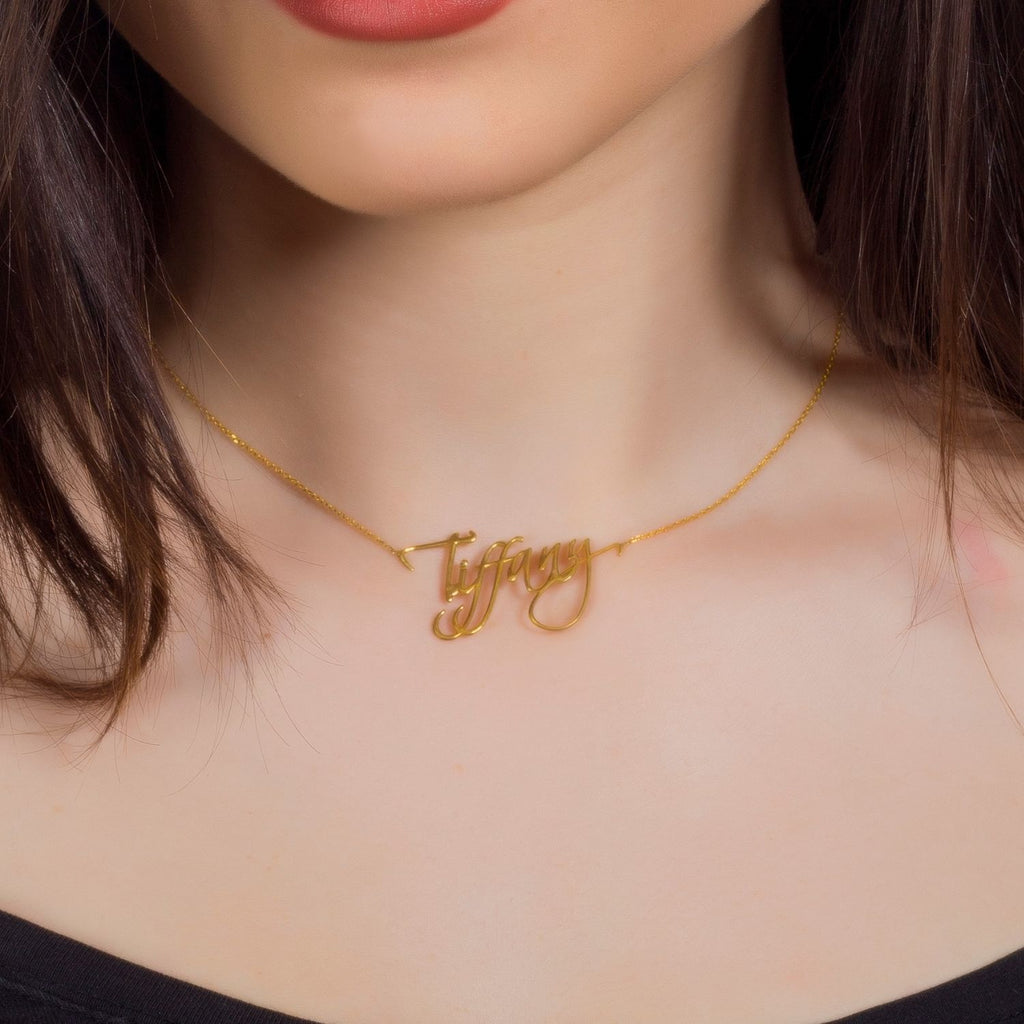 Personalise Rose Gold Name Necklace-Silver by Swan