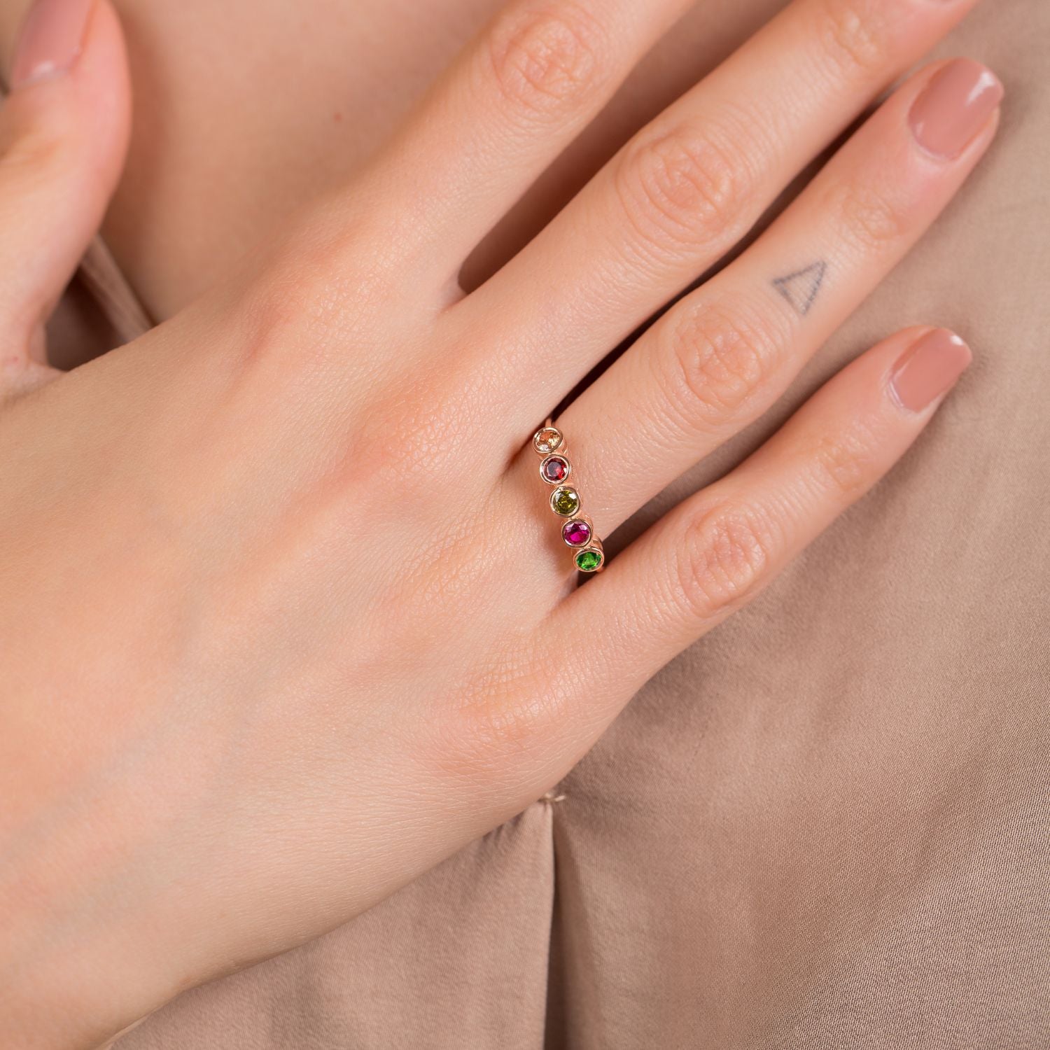 Family Birthstone Ring Rose Gold