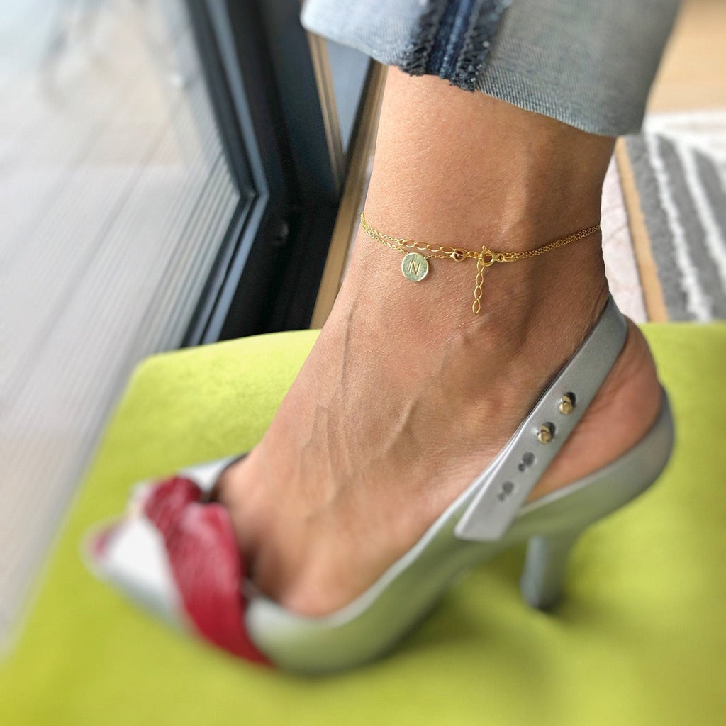 Personalised Layered Initial Anklet-Silver by Swan