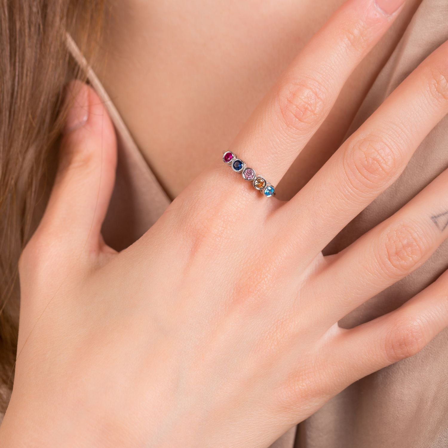 Personalised Silver Birthstone Ring - Silver by Swan