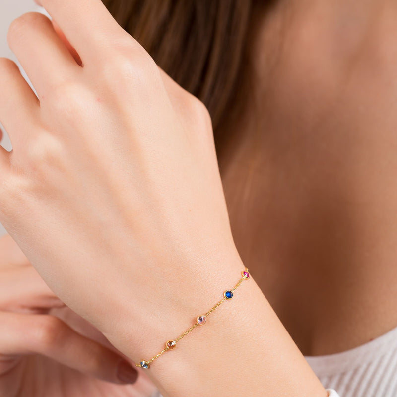 Family Birthstone Gold Bracelet