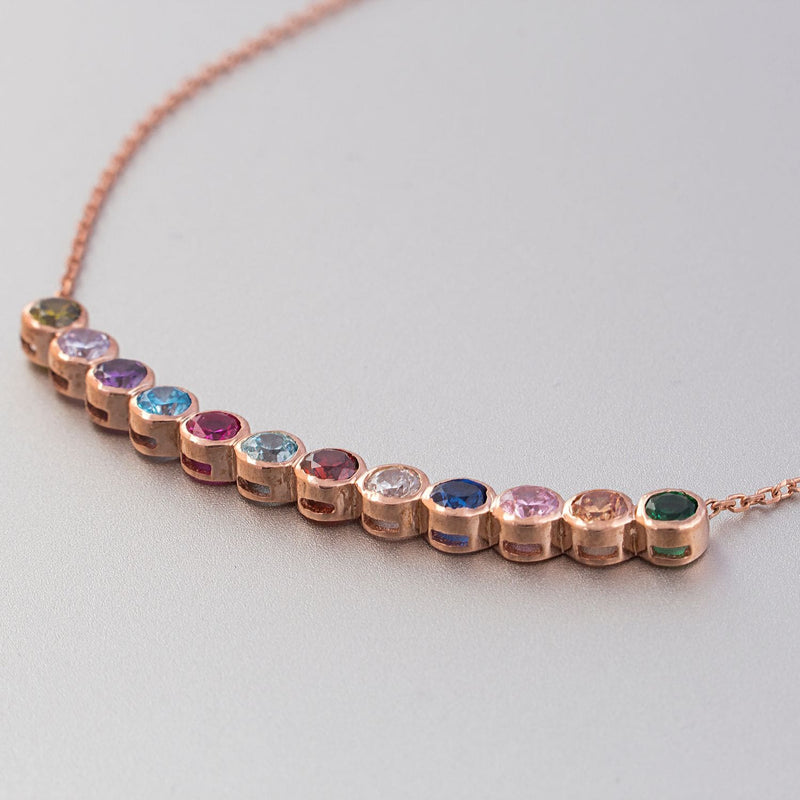 Family Birthstones Necklace Rose Gold