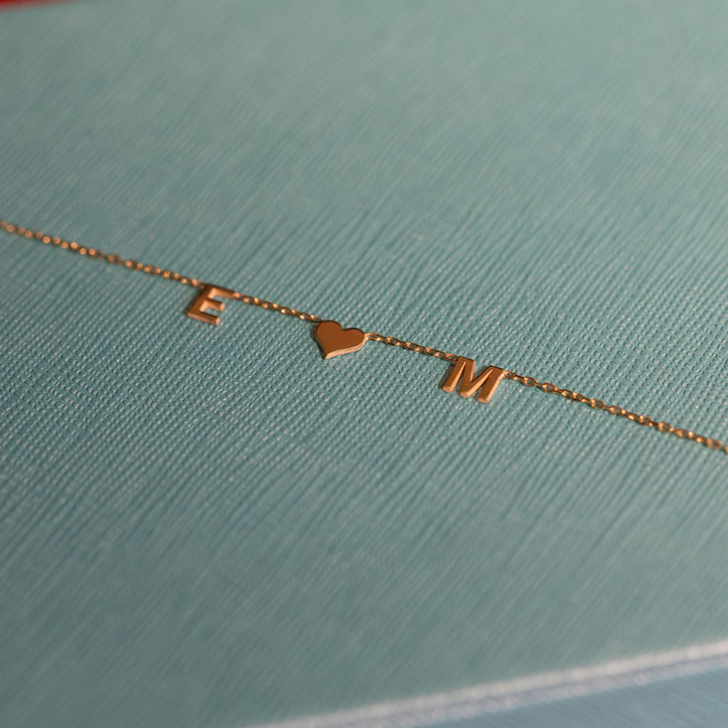 Gold Initial Necklace, Sterling Silver, 14k Gold Plated