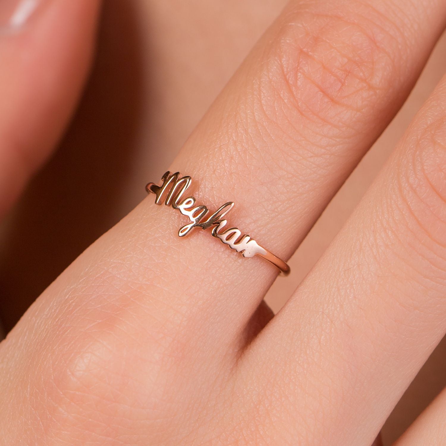 Sterling Silver Name Ring Rose Gold