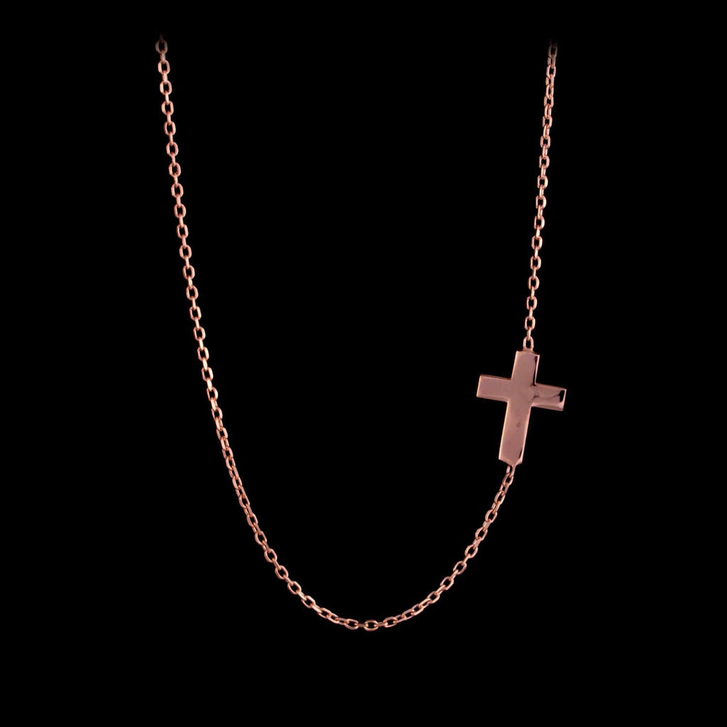 14K Gold Sideways Cross Necklace Gold