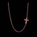14K Gold Sideways Cross Necklace Rose Gold