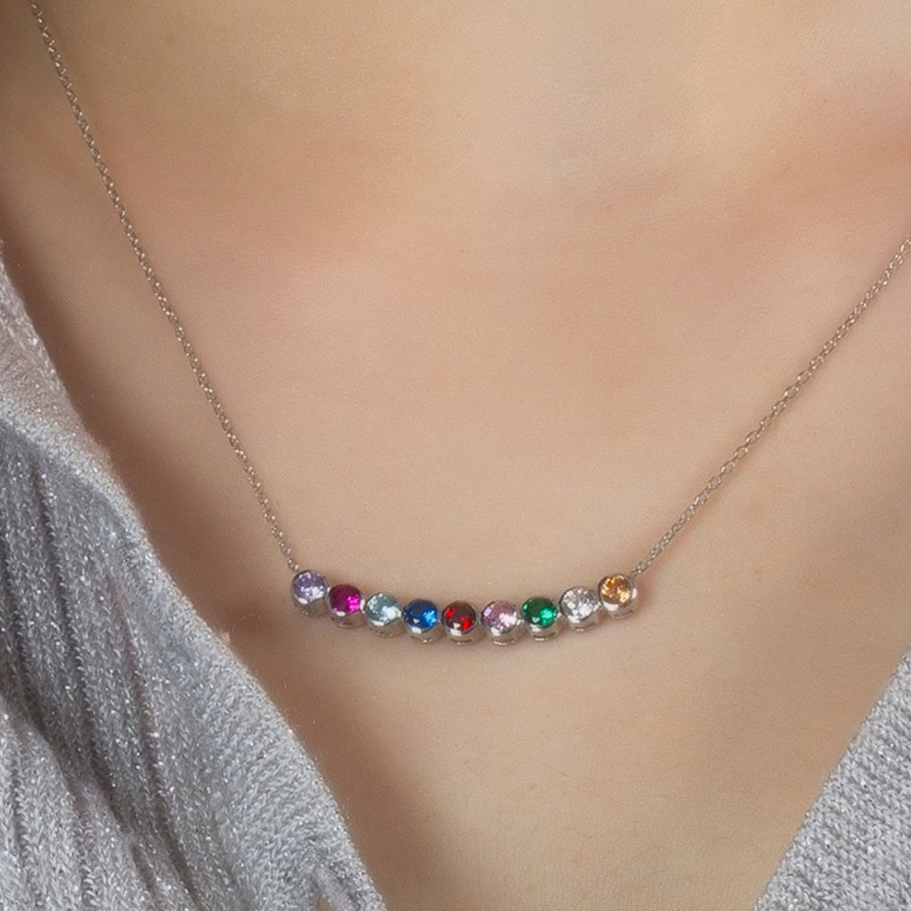 Silver Family Birthstone Necklace-Silver by Swan