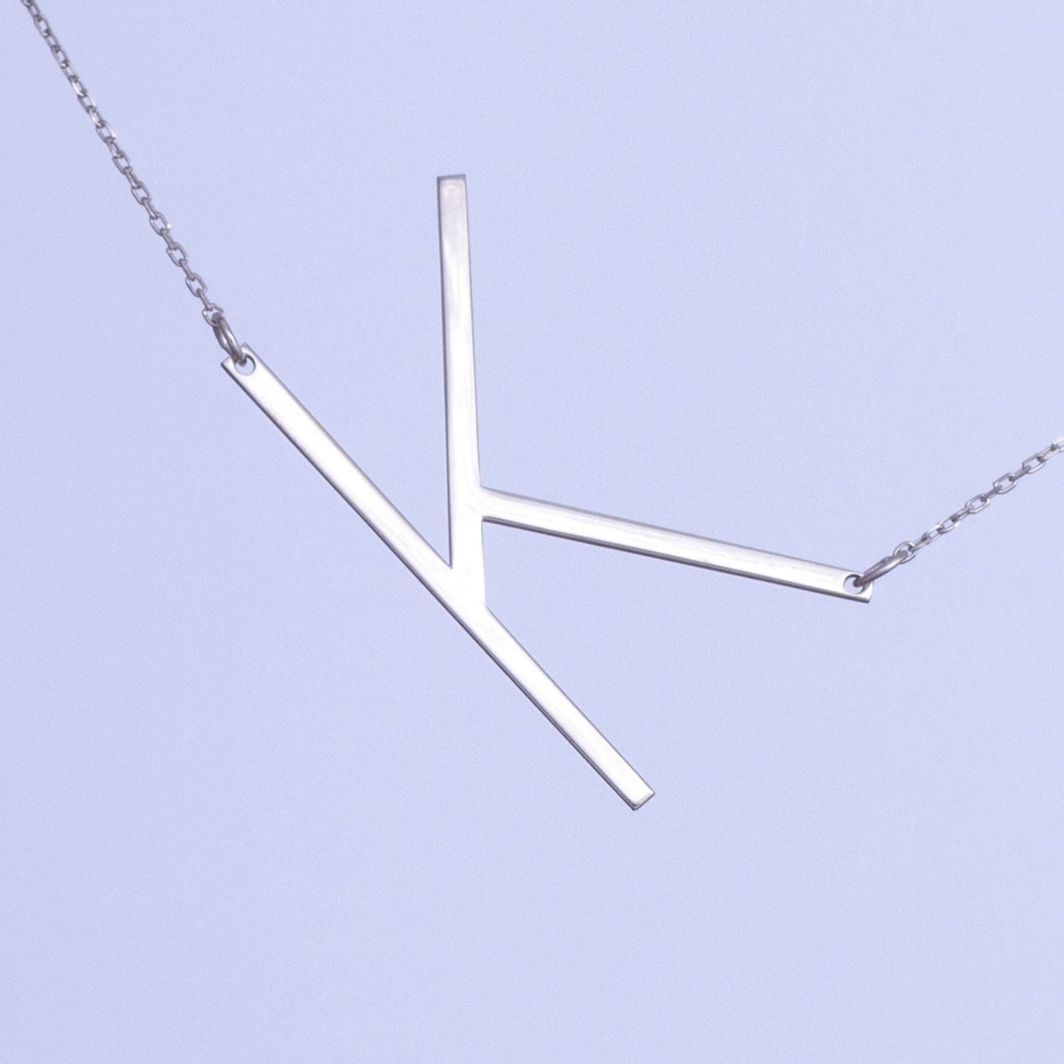 Large Initial Sideways Necklace