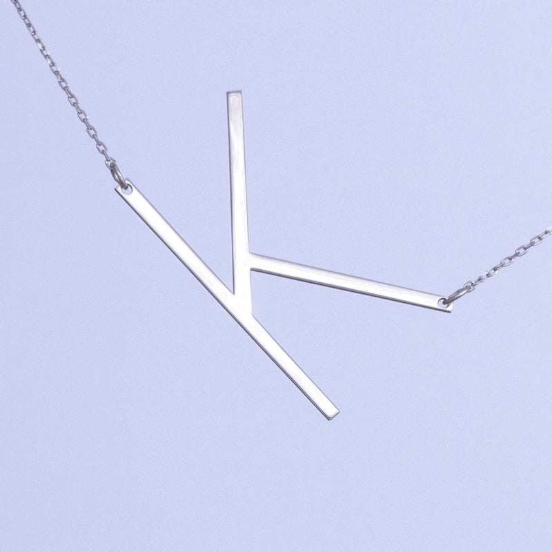 Silver Large Initial Necklace-Silver by Swan
