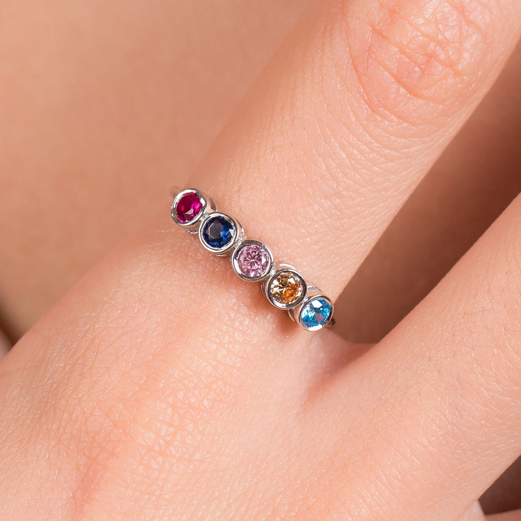 Family Birthstone Ring Rose Gold