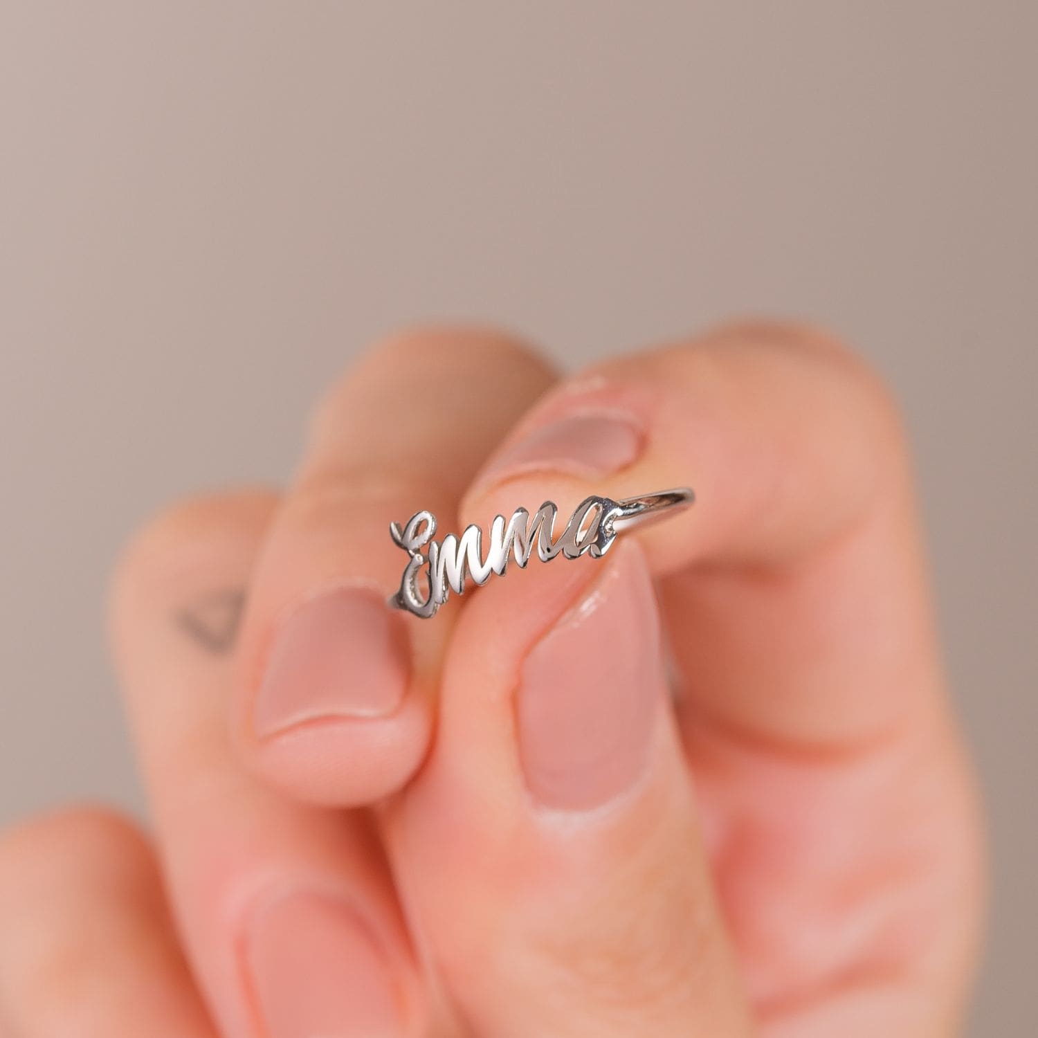 Sterling Silver Name Ring Rose Gold