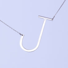 Alexis Necklace, Large Initial Sideways Necklace - SilverbySwan