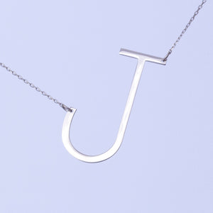 Alexis Necklace, Large Initial Sideways Necklace - SilverbySwan