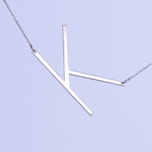 Alexis Necklace, Large Initial Sideways Necklace - SilverbySwan