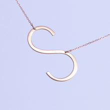 Alexis Necklace, Large Initial Sideways Necklace - SilverbySwan