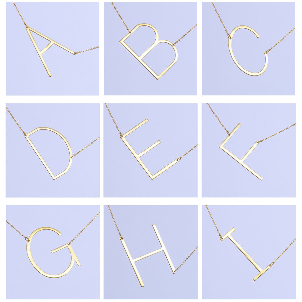 Alexis Rose Large Initial Necklace - SilverbySwan