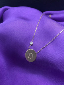 Initial Disc Necklace with Birthstone - SilverbySwan