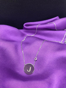 Initial Disc Necklace with Birthstone - SilverbySwan