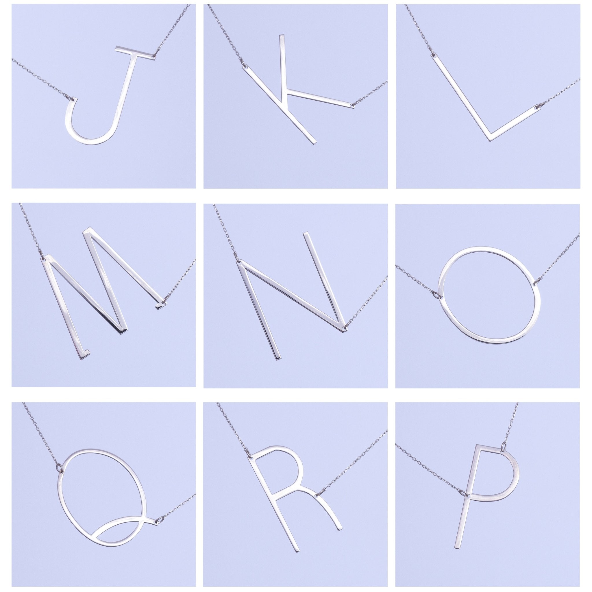 Large Initial Sideways Necklace - SilverbySwan