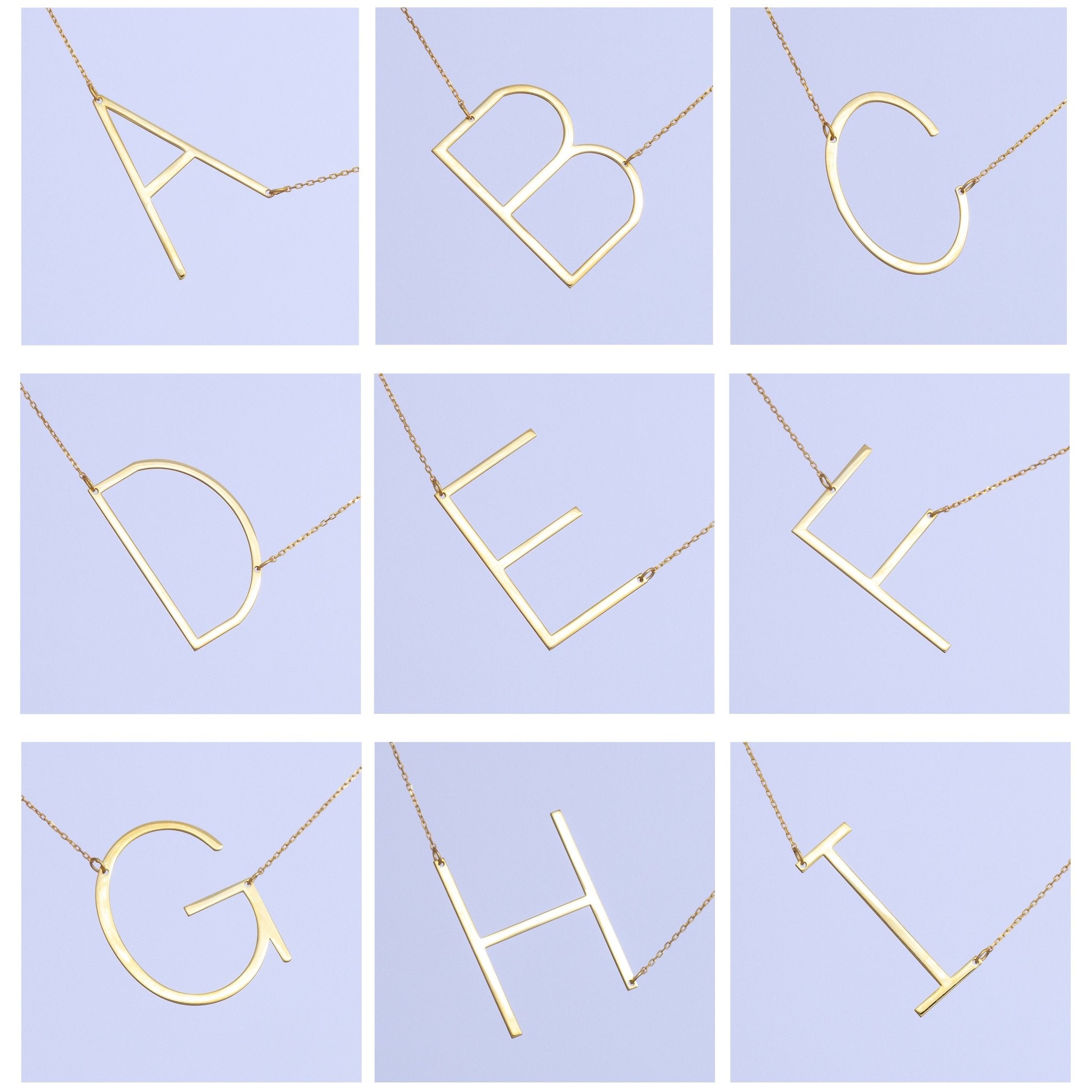 Large Initial Sideways Necklace - SilverbySwan