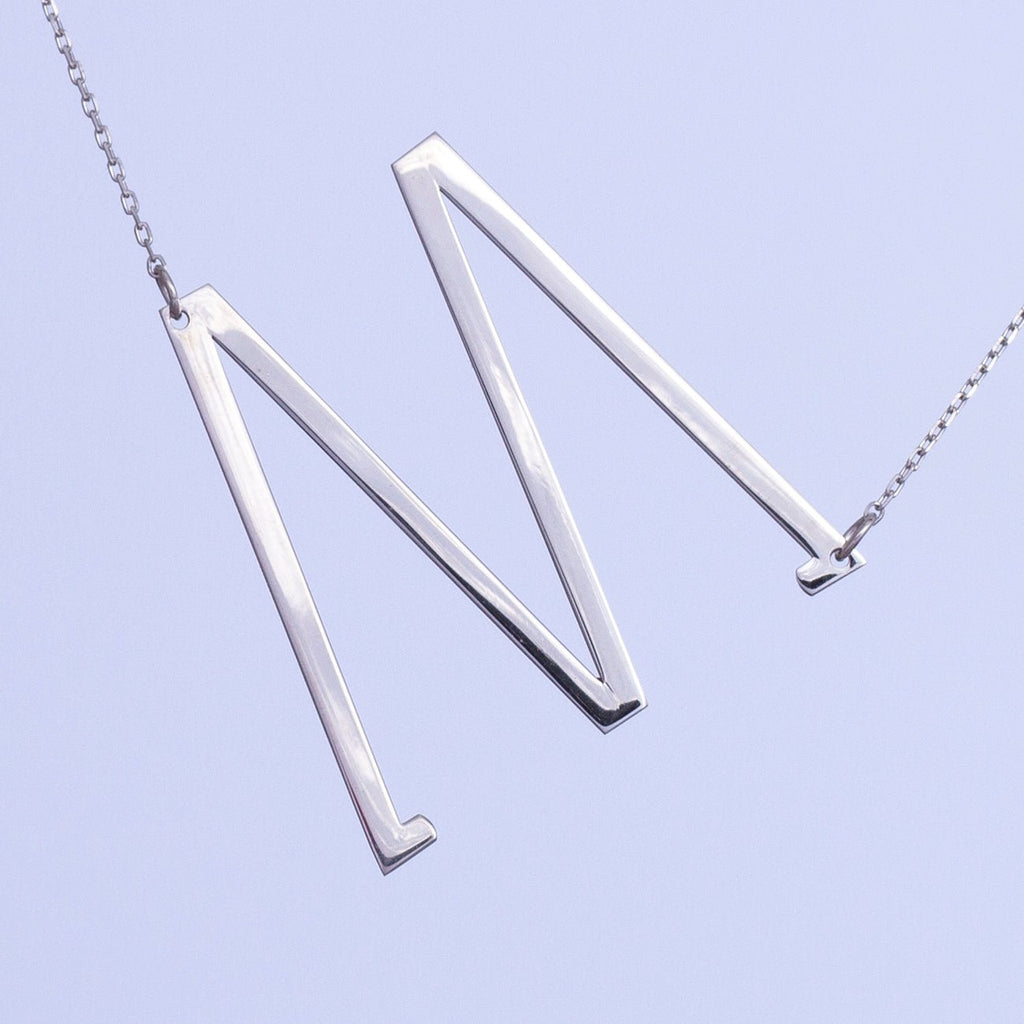 Large Initial Sideways Necklace - SilverbySwan