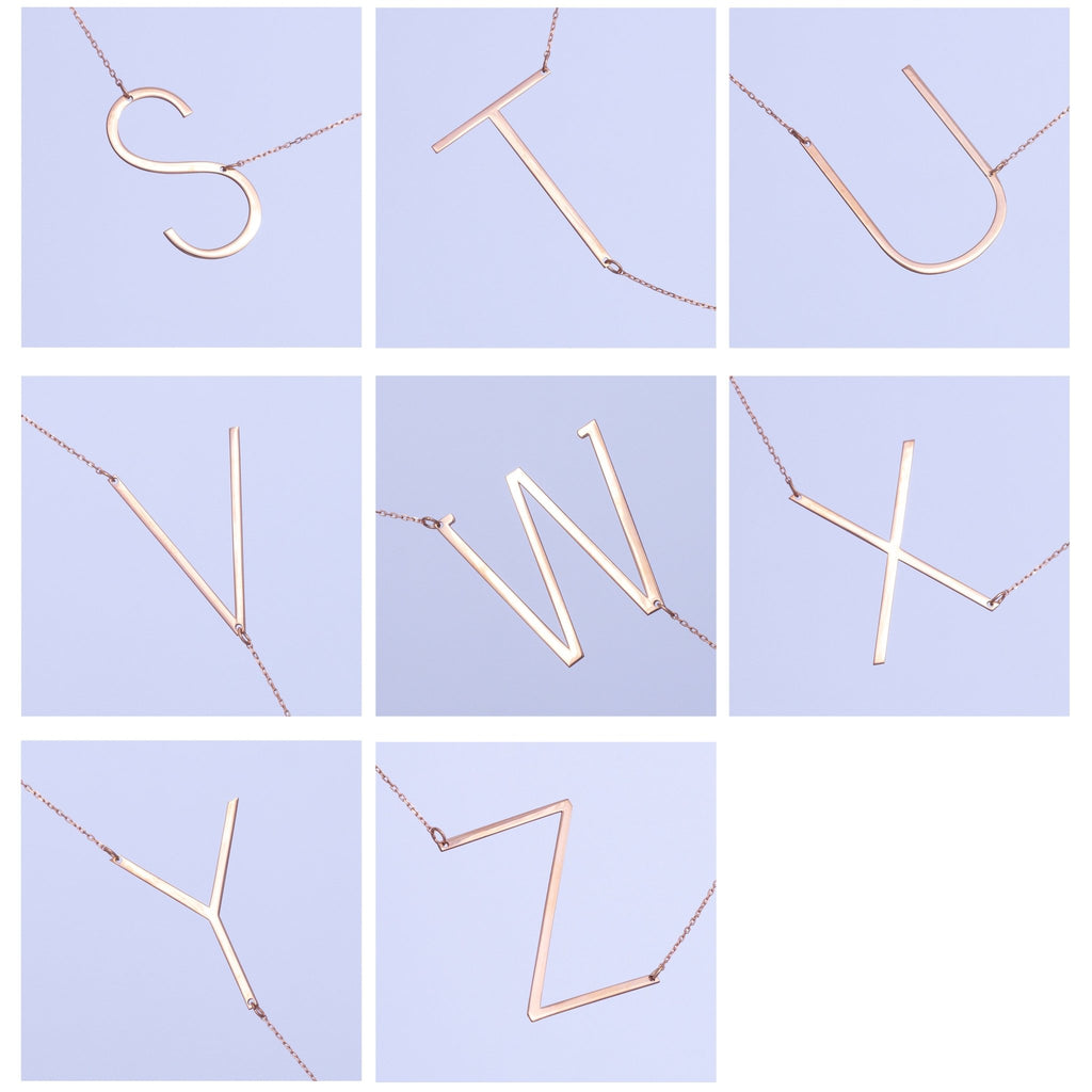 Large Initial Sideways Necklace - SilverbySwan