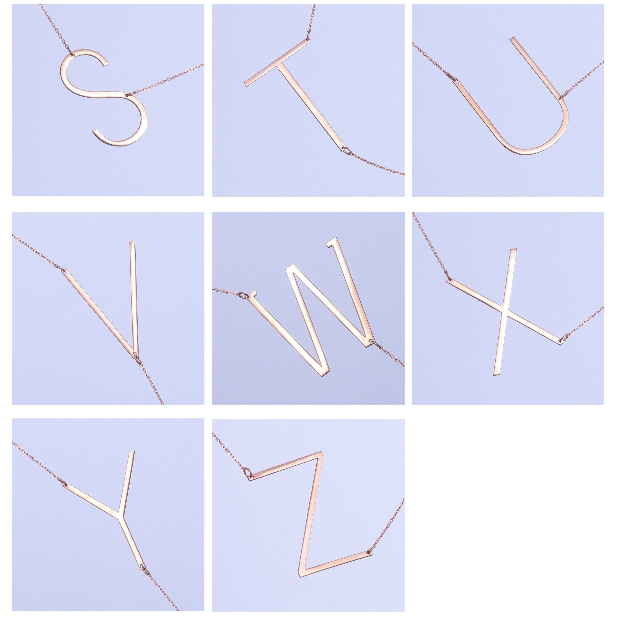 Large Initial Sideways Necklace - SilverbySwan