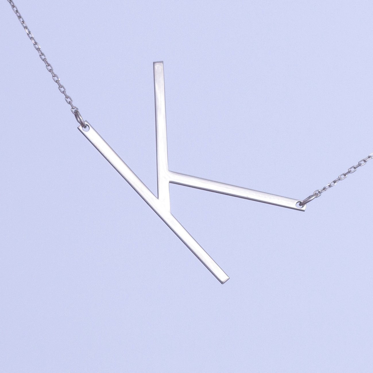 Large Initial Sideways Necklace - SilverbySwan
