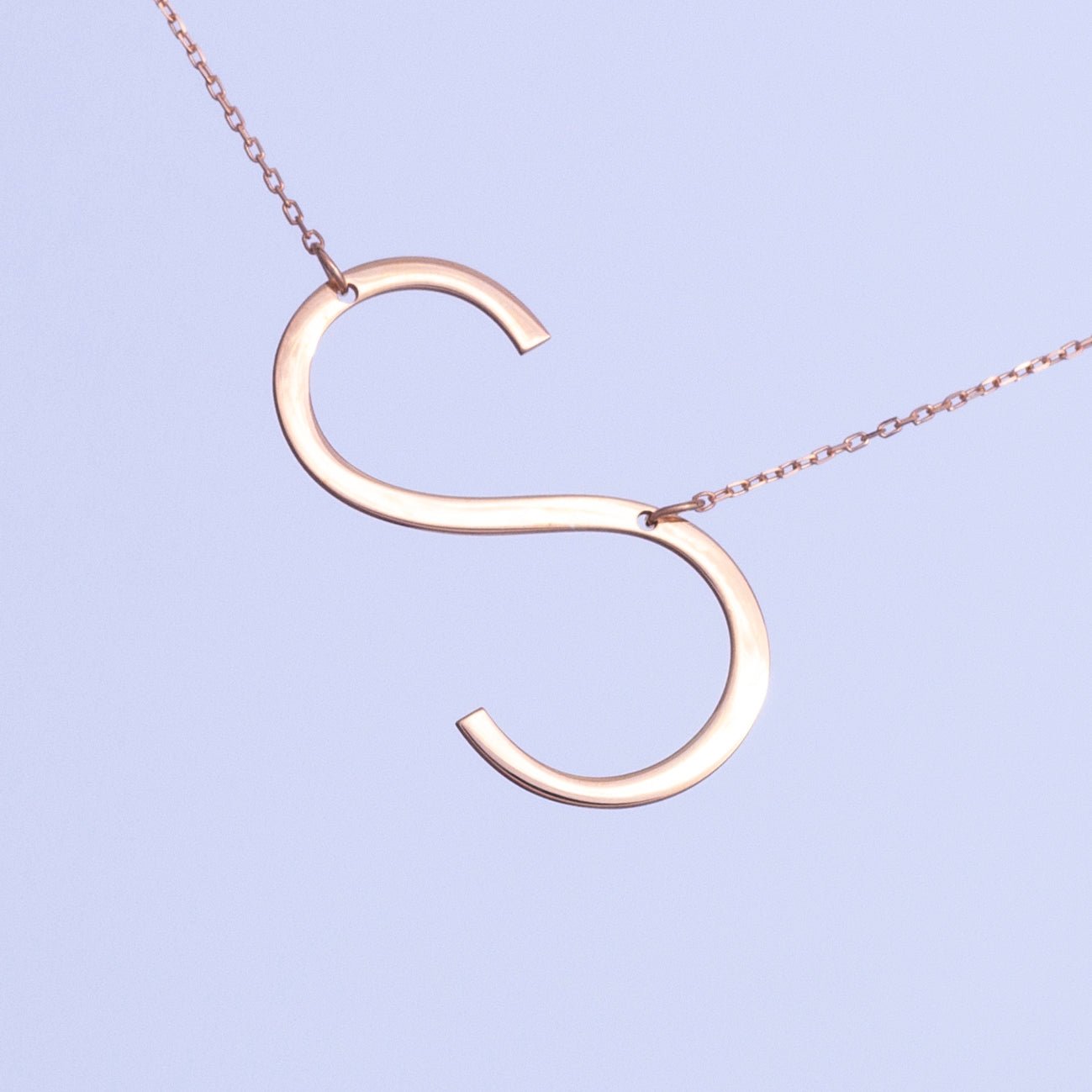 Large Initial Sideways Necklace - SilverbySwan