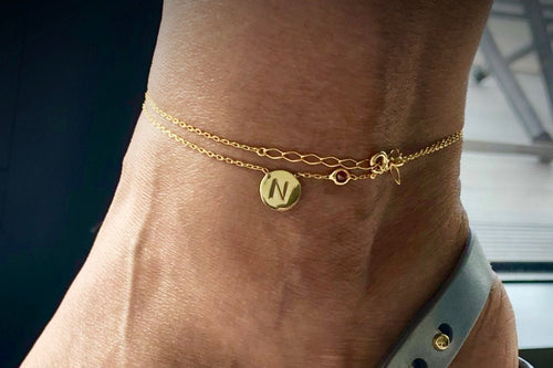 Layered Initial Anklet - SilverbySwan